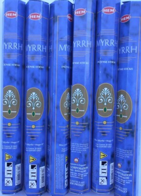 6 Packg. á 20 Stück RÄUCHERSTÄBCHEN Marke incense HEM MYRRHE Myrrh