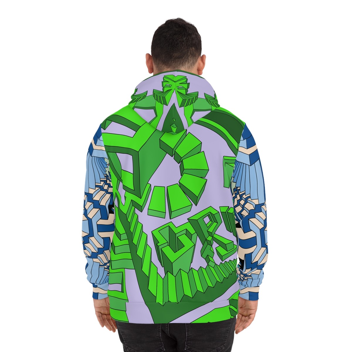Geometric Surreal Fashion Hoodie, Staircase Dreamcore Op Art