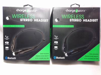 2 PACK CHARGE WORX WIRELESS STEREO HEADSET NOISE ISOLATION VOICE DIAL FREE SHIP