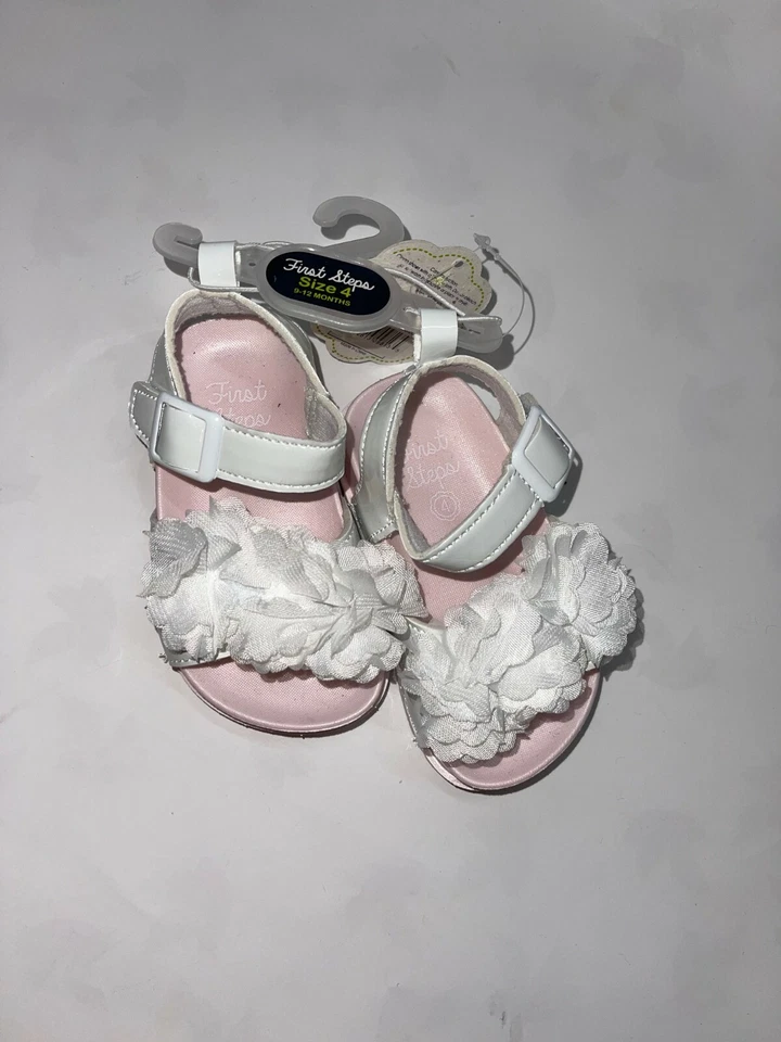 First Steps by Stepping Stones Girls' PINK  Flower Sandals SIZE 4 - Изображение 4 из 4