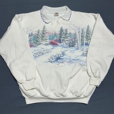 Art Unlimited Vintage Winter Scene Sweatshirt XL 90s Cottagecore Grandma Core