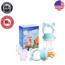 BPA-Free Baby Fruit Food Feeder   Teething Toy Pack of 2 with 6 Silicone Pouches