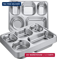 Foaincore 8 Pack 304 Stainless Steel Divided Plates Rectangular Portion Control