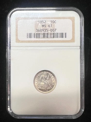 1852-P Seated Liberty Dime — photo from the most recent tracked eBay sale