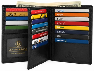 Carte de crédit Hipster en cuir bifold pour hommes ID support RFID Blocage
