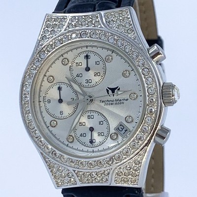 Techno Marine Quartz Indial 9P Natural Diamond Silver Dial Armbanduhr Swiss Made