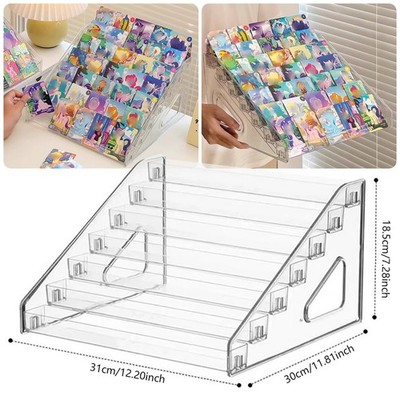 Acrylic Riser Display Stand Cards Organizer For Small Collectibles Figures Pins