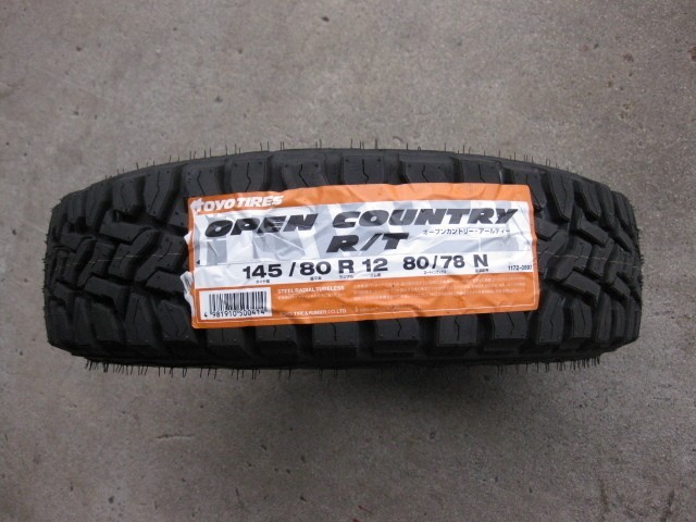 4-pcs Toyo Open Country RT 145/80R12 Tires Off Road Mud Kei Truck
