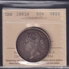 1881H Canada 50 Cents Argent VF-20 – ICCS