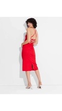 Wild Fable Red Linen Lace Up Back Pencil Dress. Size 2. Worn Once!