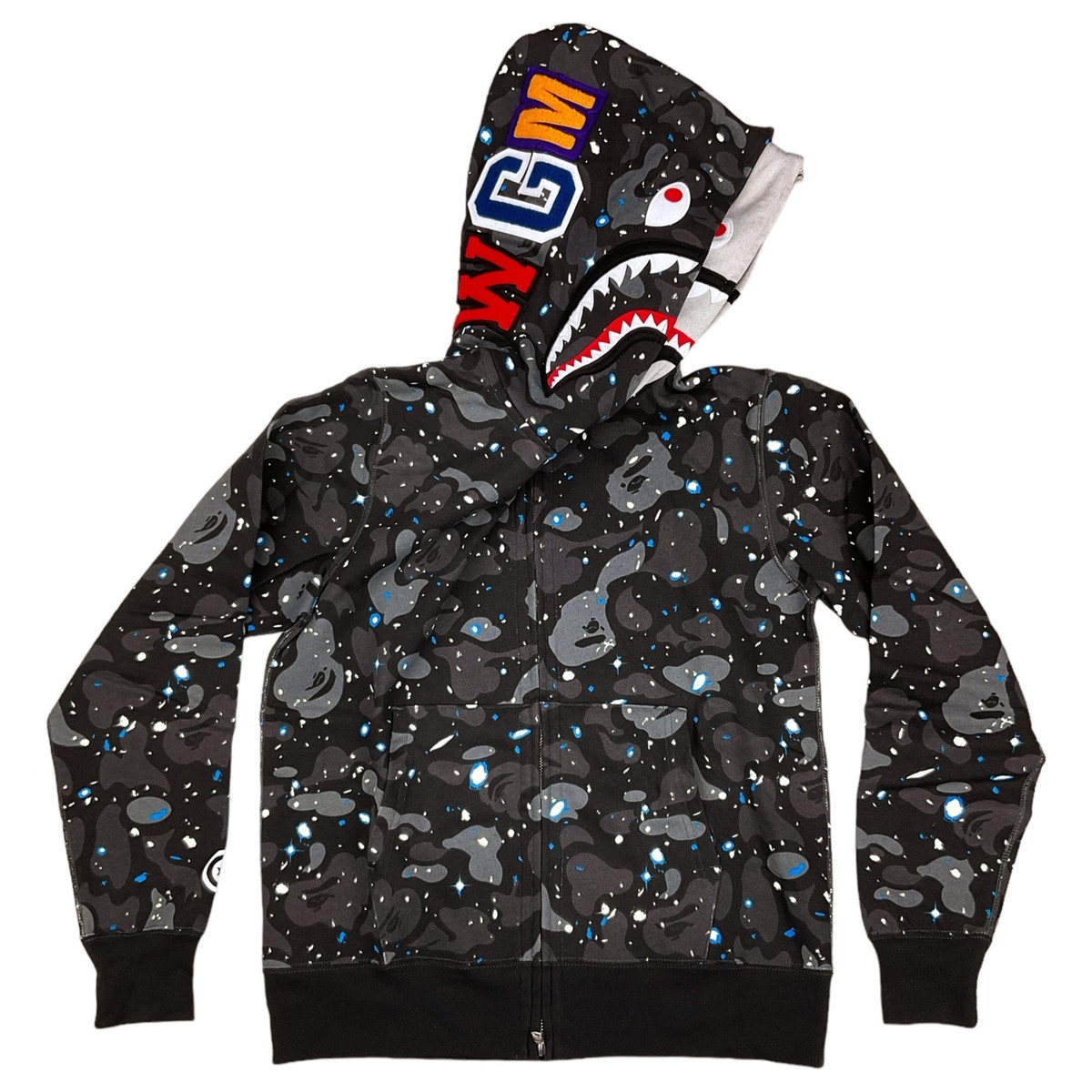 A BATHING APE SPACE CAMO ダブルシャーク フーディー BAPE Space Camo Shark Full Zip Double Hoodie Black | A Bathing Ape