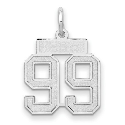 14k White Gold Small Satin Number 99 Charm