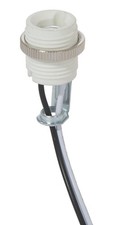 B P Lamp Candelabra Base E12 Porcelain Threaded Socket with Ring and Wire Leads