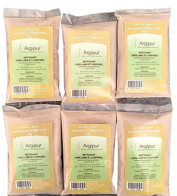 6 x 50 g Ghassoul Pulver Tonerde Wascherde Lavaerde Haar Shampoo Gesicht Körper