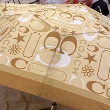 Coach Signature Mini Umbrella with UV Protection Retractable, Tan/Brown W/ Strap