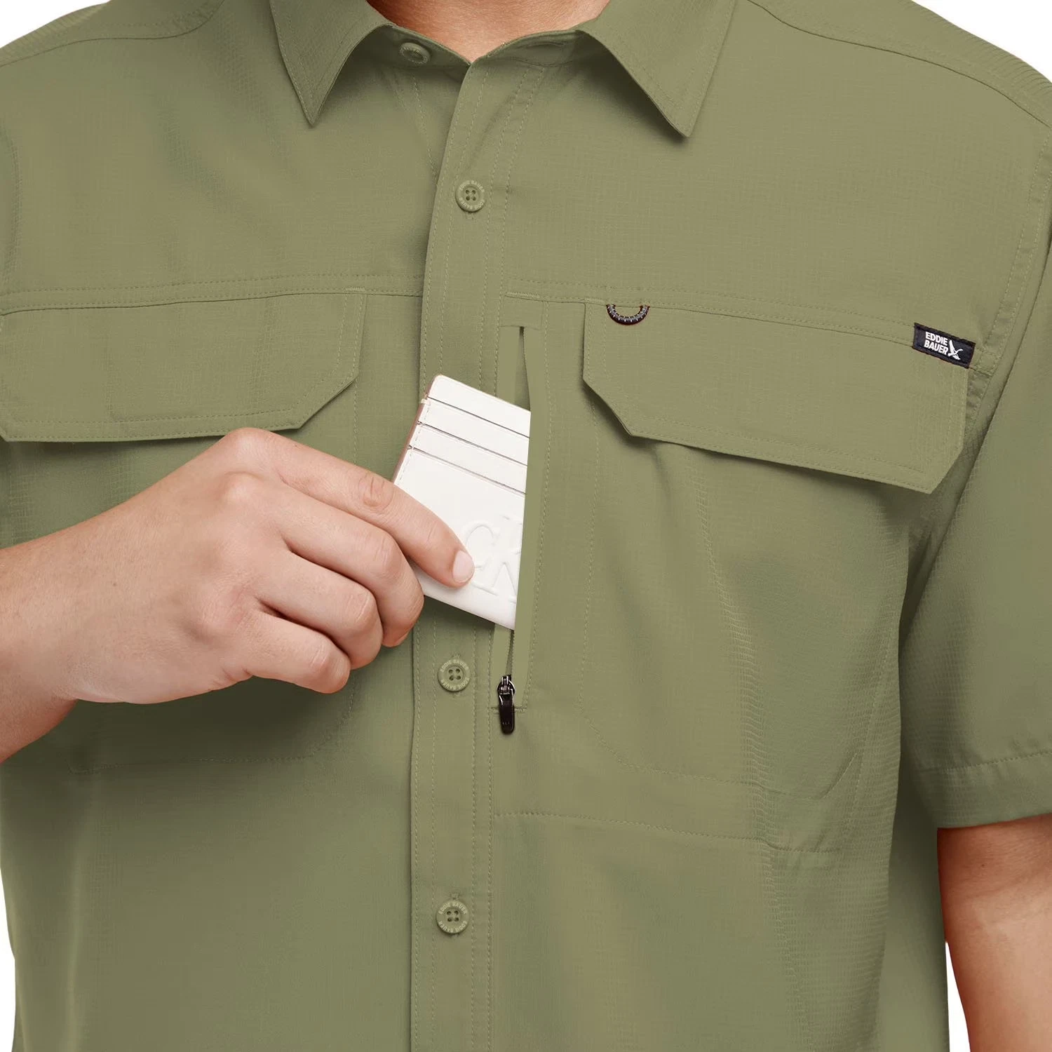 NWT Eddie Bower Woven Tech Shirt Moisture Wicking Shirt XXL UPF 50 MSR $80 Green