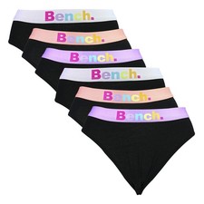 Bench - 6 Pack Girls Black Cotton Stretch Briefs Soft Breathable Underwear