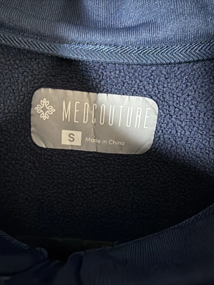 Jaqueta esfoliante MedCouture feminina S pequena azul marinho forrada de lã com zíper completo - Imagem 3 de 4