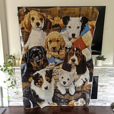Big Dog Puppy Collage Fleece Blanket Cute Puppy Faces Cozy Bed Throw Gift 60x80