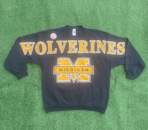 Michigan Wolverines Deadstock Logo 7 Vintage 90s Spellout Crew Neck