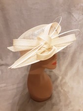 Failsworth Occasion Wedding Races Ascot Hat Cream Asymmetric Brim Adjustable