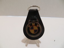 Vintage Original 1970s Cloisonne BMW Metal Leather Keyring Keychain Fob