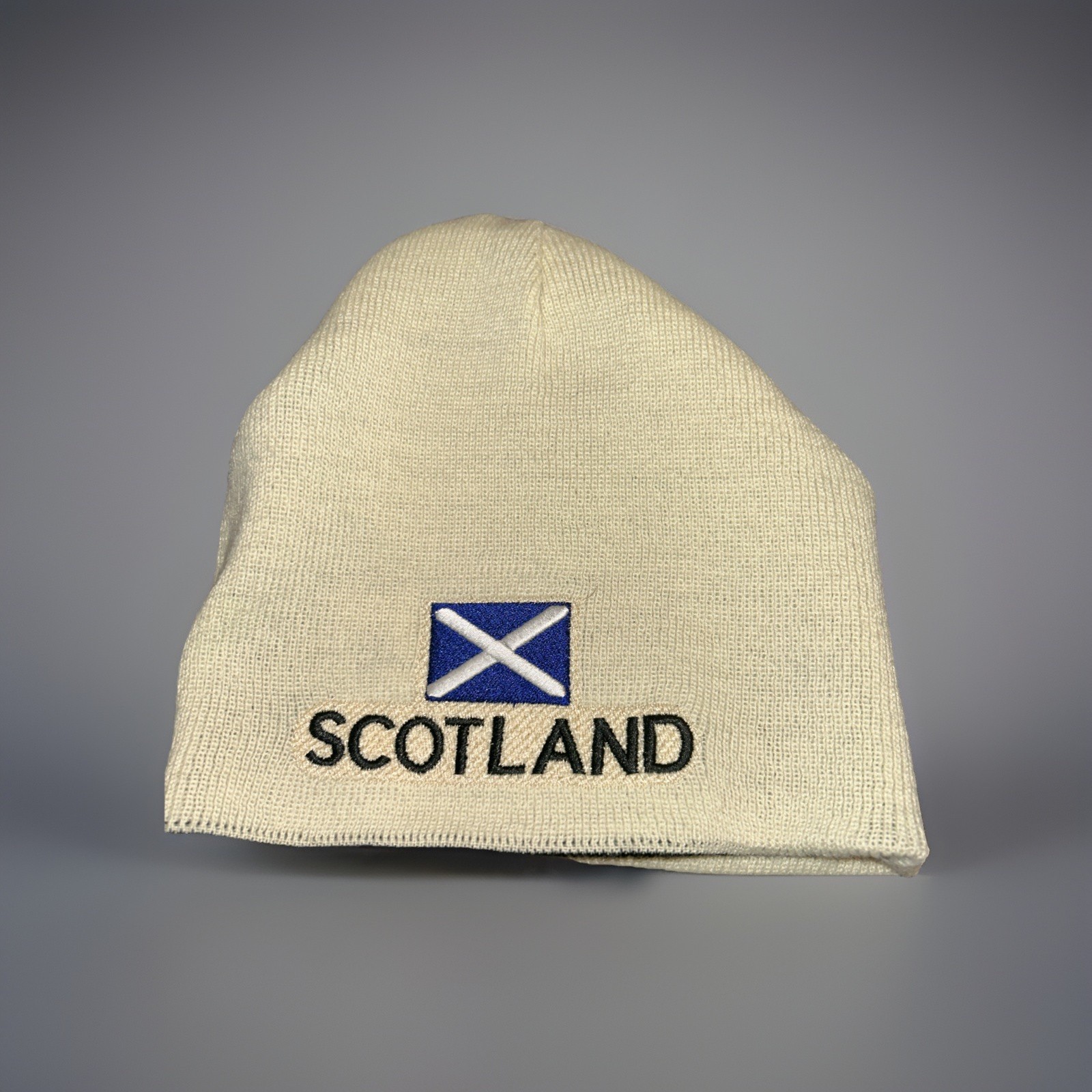 Scottish Reversible Knit Beanie in Beige Navy or Black