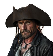 VZQI Pirate Hat Distressed Colonial Style Tricorn for New-Large, Brown