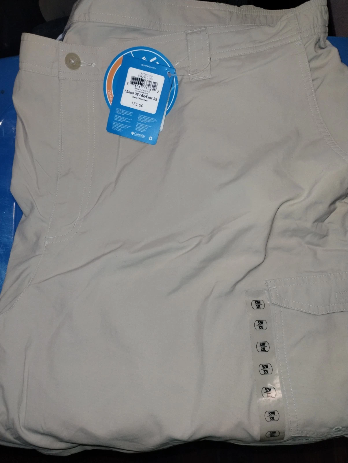 Columbia Men's Zip-Off Pants 52x32 Fishing Hiking Boating