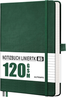 Notizbuch A5 Liniert, 120G/M² Papier, 160 Seiten - DunkelgrüN | Tagebuch, Kein T