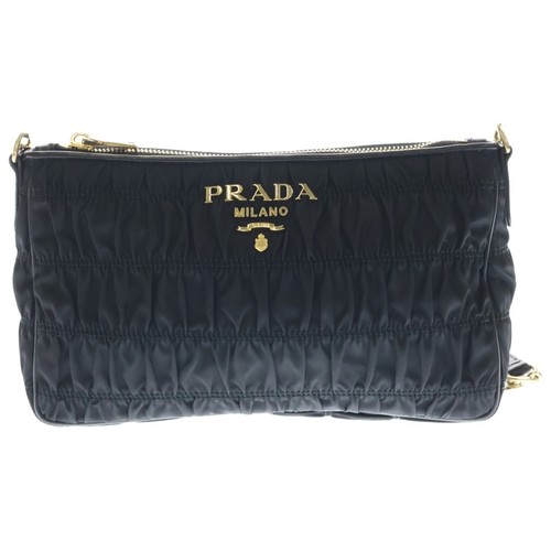 PRADA Chain Shoulder Bag Go Full Black Nylon 1BH152 Used 1b2ba5a7176fc71bd1063a0