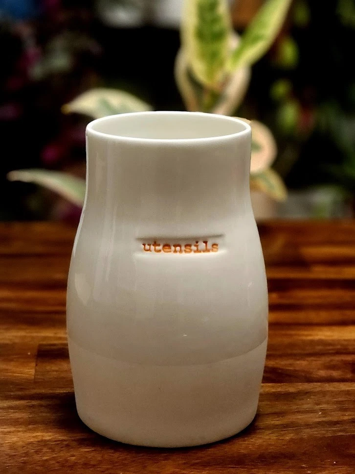 Keith Brymer Jones Utensils Pot White Porcelain Kitchen Utensil Holder Word Rang
