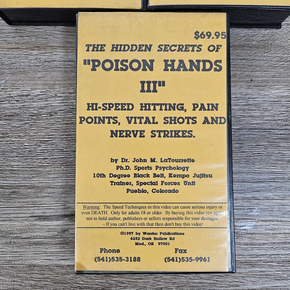 1997 Jujitsu VHS Set Of 3 Vital Cavity Strikes Poison Hand Poison Finger Kempo - Image 4 of 4
