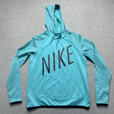 Nike Therma Fit Fleece Hoodie Sweatshirt Womens Medium Mint Green Geometric