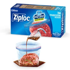 Ziploc Quart Freezer Bags 38 Count Grip n Seal Food Storage for Freshness