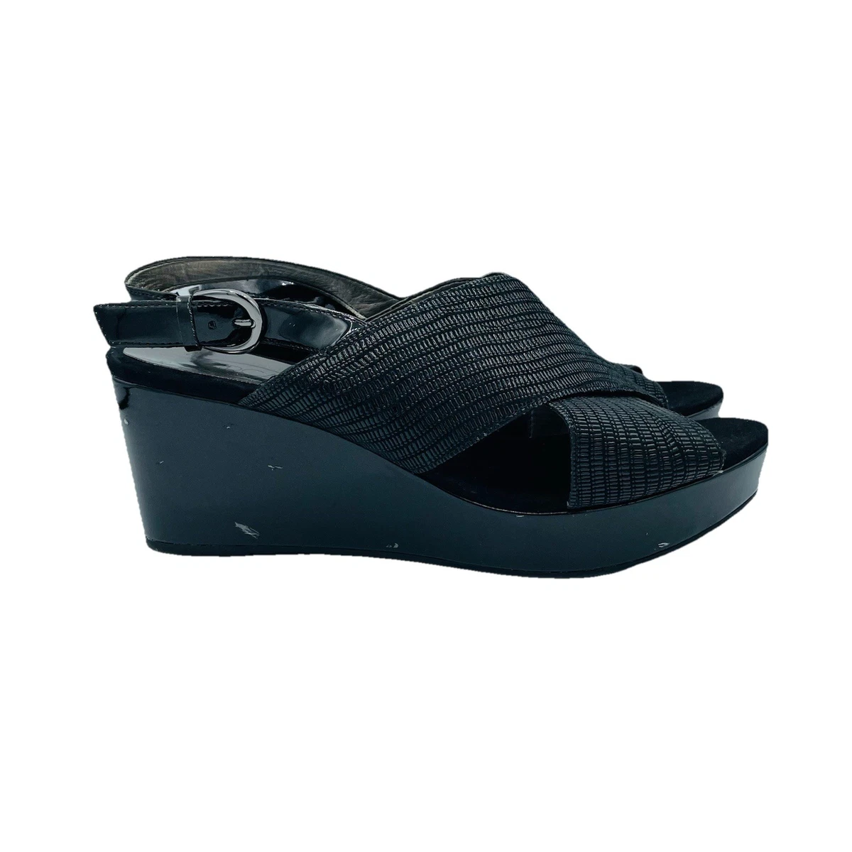 Escarpins Circa Joan & David Neptune - Taille 9,5 M - Noir Et Blanc - À Talon Haut Wedge - Occasion Excellent état
