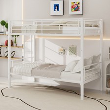 Twin Over Twin Metal Bunk Bed with Metal Structure Bedframe  Ladders for Kids