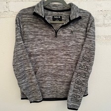 Hurley Boys Marled Gray Polar Fleece Quarter Zip Jacket Pullover Sweatshirt