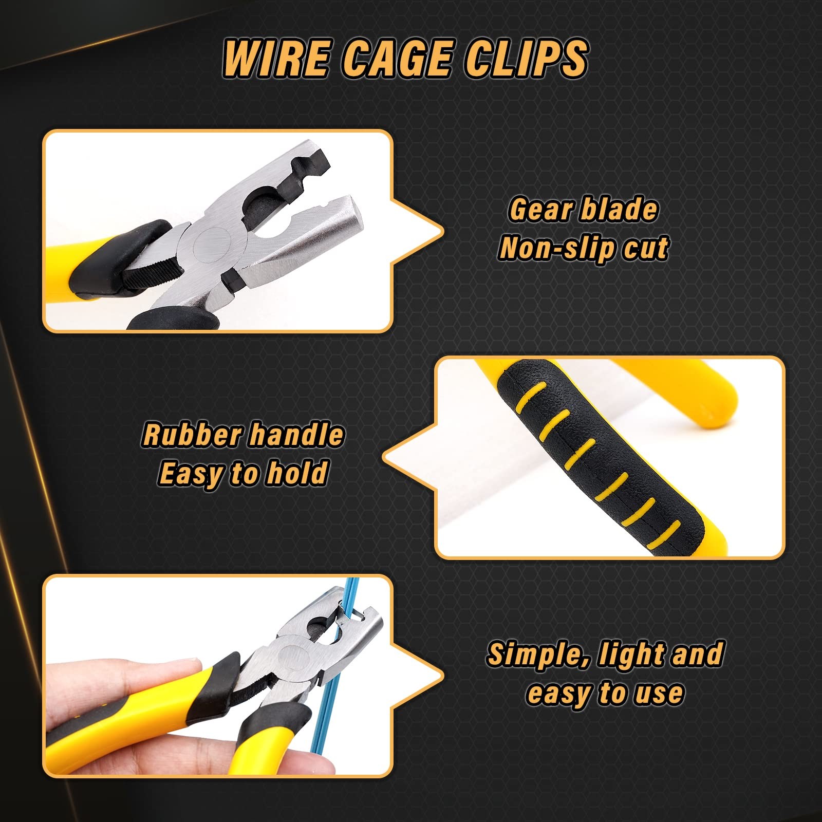 900pcs Rabbit Chicken Wire Cage Clips with Fence Pliers Hog Rings Snap-Ring P...