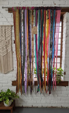 2 Pc Handmade Silk Sari Curtain: Boho Room Divider, Hippie Decor