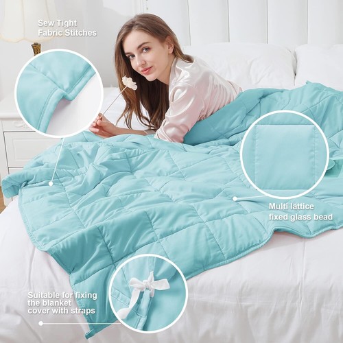 PLAGOODS Weighted Blanket (60"x80", 20lbs Queen Size) eco-friendly Silky Soft - Picture 28 of 45