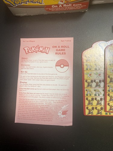 POKEMAN On-A-Roll Game 2009 OPEN BOX- New Has Not Been Used Missing Dice Cup - Picture 6 of 9