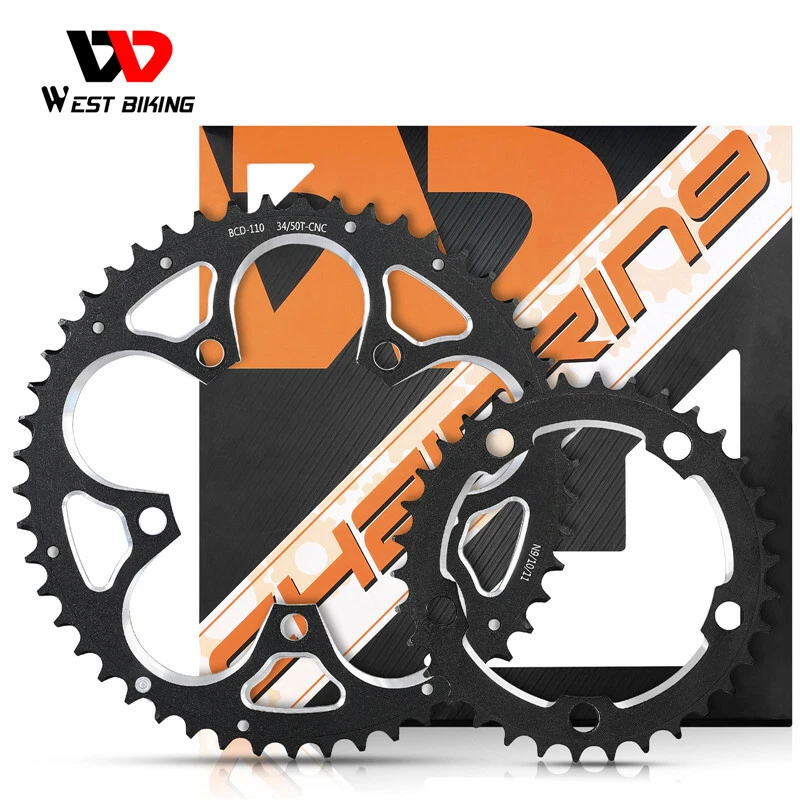 WEST BIKING Road Bike Double Chainrings 110mm BCD 34T/50T Tooth Plate Black - Image 4 of 4