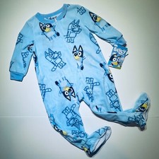 NWT BLUEY Fleece sleeper blue Pajama 2T 4T sleepwear zip footed PJs 25