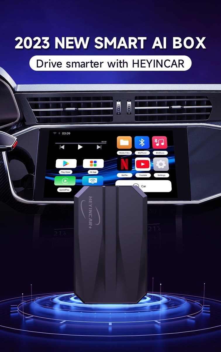 【人気】HEYINCAR+ CarPlayAIBox Android Auto Heyincar+ H1 Smart AI Box | Netflix, Disney+ | Screen Mirroring