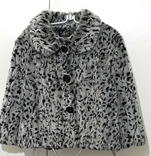 Kenar Womens Cropped Faux Fur Animal Print 3/4 Sleeve Jacket Uk12 Pit-pit 21-22"