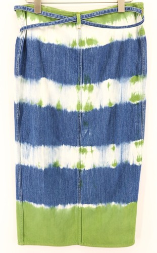 ALANUI Magic Journey Womens Skirt L Cotton Blue Green Tye-Dyed Wrap RRP€580 - Picture 4 of 10