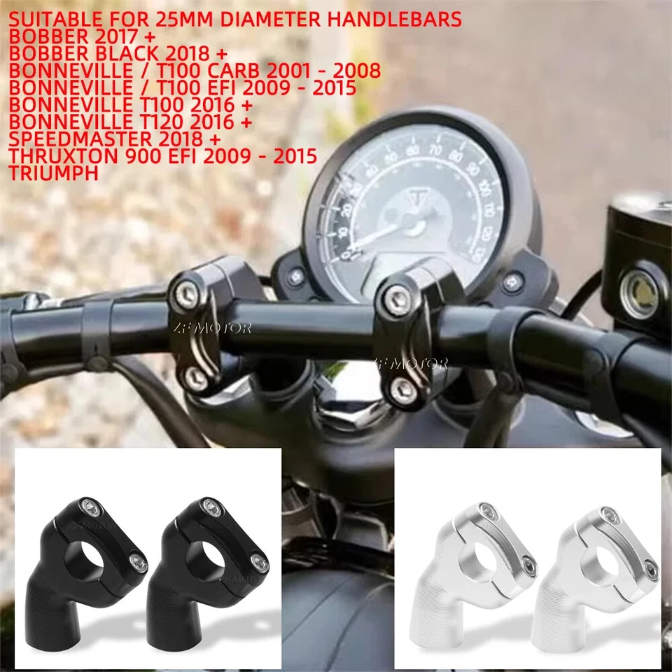 for Triumph Bobber T100 T120 Speed Twin Handlebar Bar Riser Clamps Adapter Black - image 2 of 4