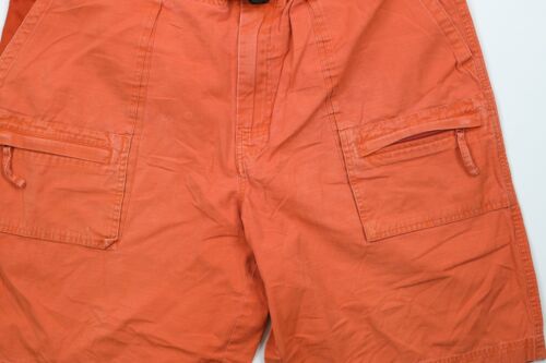 Vintage Y2K 2000 Gap Mens XL Faded Ripstop Belted Cargo Shorts Orange Cotton - Picture 3 of 12