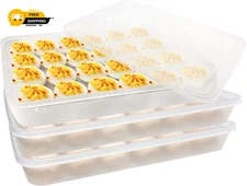 3PCS Deviled Egg Platter and Carrier With Lid 72Egg Slots for Party Home Kitchen
